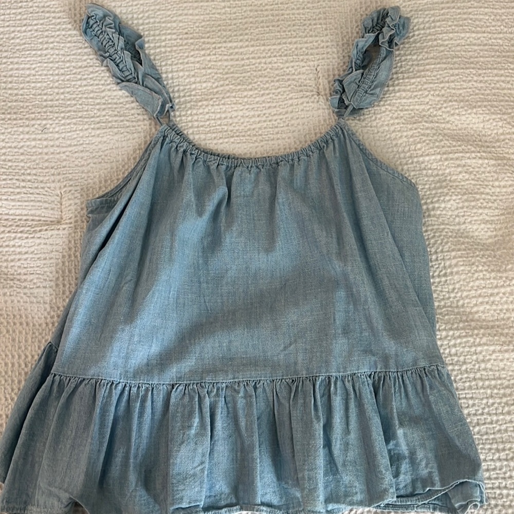 Madewell denim ruffle tank